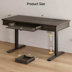 Electric Standing Desk with Drawers and Storage Outlets