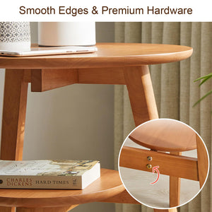 2-Tier Solid Wood Round End Table