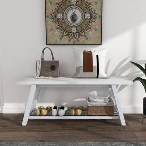 Industrial Entryway Storage Bench with Shoe Shelf