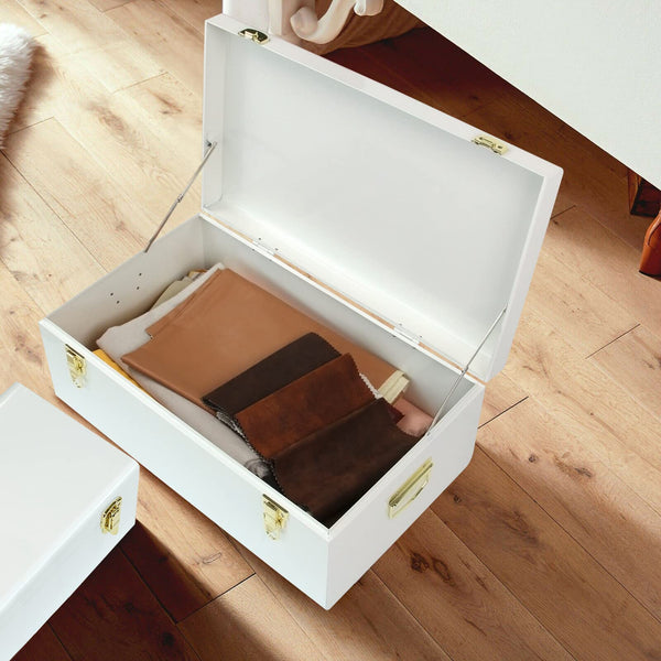 Metal Decorative Storage Trunk Set of 2 with Locking Clasps