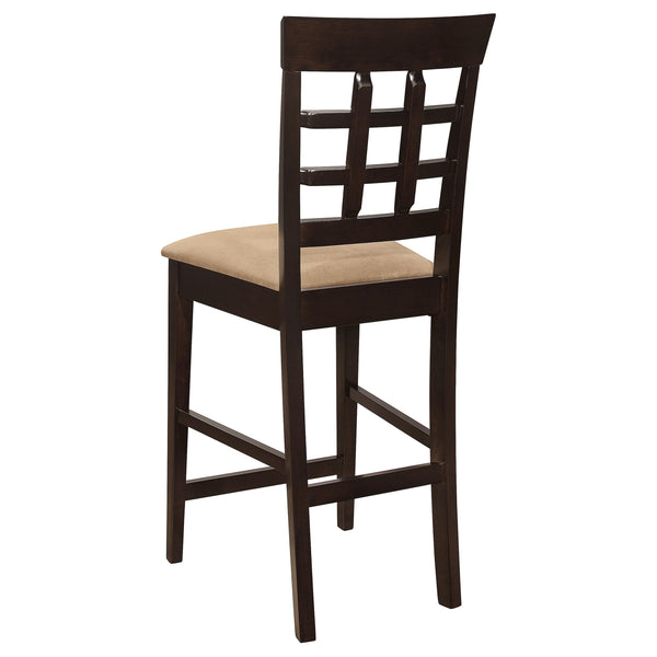 7-Piece Counter Height Dining Set – Square Wood Table with Storage, Wine Rack & 6 Upholstered Chairs