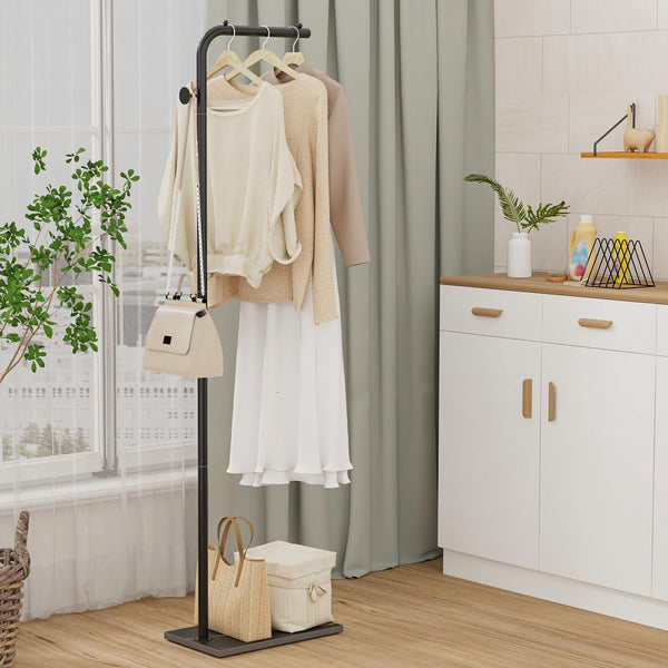 L-Shaped Metal Coat Rack with Rock Base