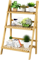 4-Tier Bamboo Ladder Bookshelf with Drawers & Hooks