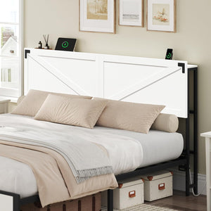 Farmhouse Headboard with LED Lights & USB Charging Ports