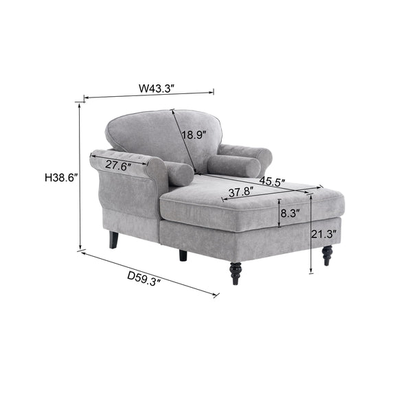 Chenille Recliner Sofa Chair with Curved Armrests & Pocket Springs