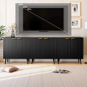 Fluted Buffet Cabinet with Doors & Shelves