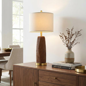 Wood Grain Resin Table Lamps Set of 2 with USB Charging Ports