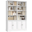 73" Tall Bookshelf with Doors – 6-Tier Double Wide Storage Bookcase