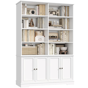 73" Tall Bookshelf with Doors – 6-Tier Double Wide Storage Bookcase