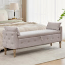 67" King Size Storage Bench with Hidden Storage & Wood Legs
