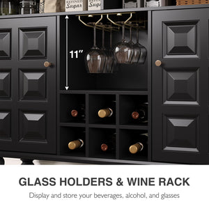 45" Wine Bar Cabinet with Wine Rack & Glass Holder