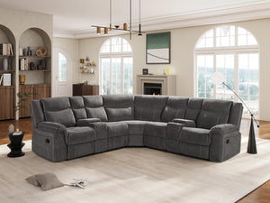 Power Reclining Sectional Sofa with USB Port & Console Storage
