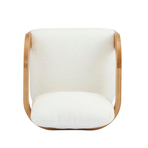 Boucle Dining Chairs Set of 2 with Cushion & Curved Arms