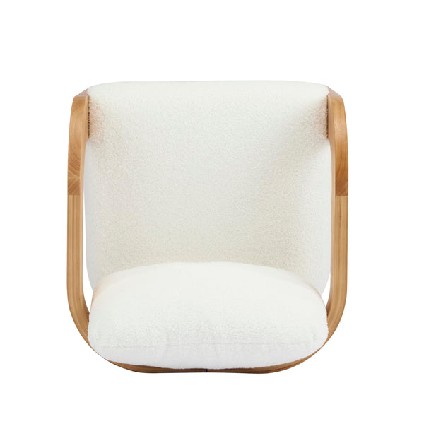 Boucle Dining Chairs Set of 2 with Cushion & Curved Arms