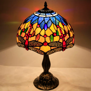 Tiffany Style Stained Glass Dragonfly Table Lamp