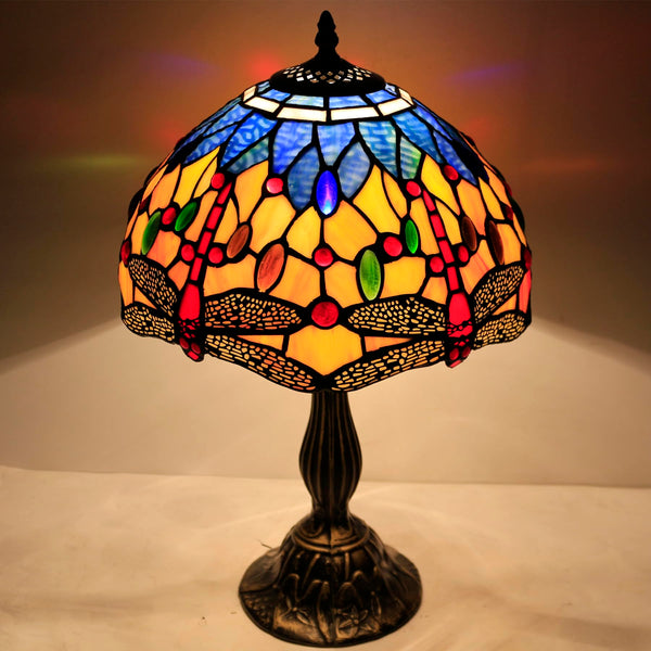 Tiffany Style Stained Glass Dragonfly Table Lamp