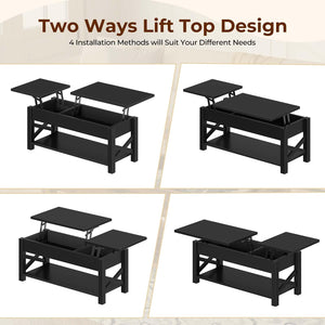 Lift Top Coffee Table with Hidden Storage & Open Shelf