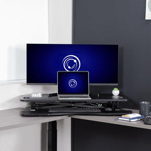 Corner Desk Converter with Wide Keyboard Tray – Height Adjustable Standing Desk Riser