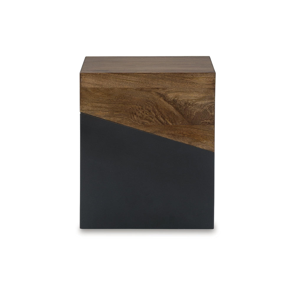 Two-Tone Accent End Table – Brown & Gunmetal