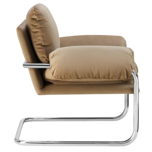 Velvet Accent Armchair with Removable Cushions