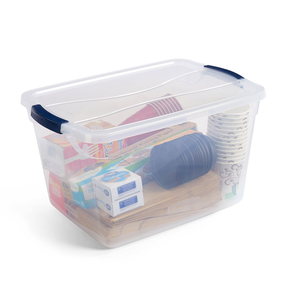Clear 32 Qt Stackable Plastic Storage Bins with Lids – 6 Pack