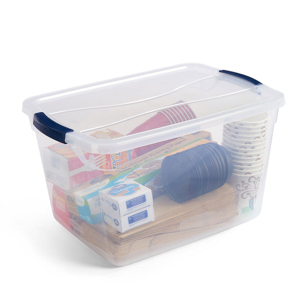 Clear 32 Qt Stackable Plastic Storage Bins with Lids – 6 Pack