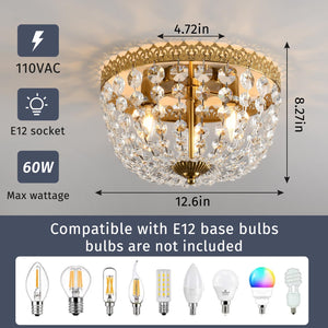 Crystal 3-Light Flush Mount Ceiling Chandelier