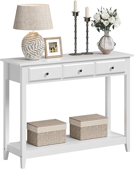 Console Table with 3 Drawers and Storage Shelf