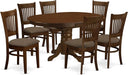 7-Piece Oval Dining Table Set with Butterfly Leaf & 6 Upholstered Chairs