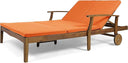Acacia Wood Double Chaise Lounge with Cushions