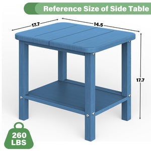 GREFORG Patio Side Table, Small Rectangular HDPE Adirondack End Table for Outdoor Use in Pool, Garden, Lawn, Backyard,Navy