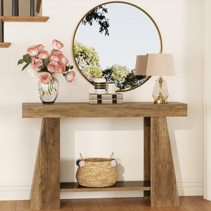 47-Inch 2-Tier Farmhouse Console Table with Storage Shelf