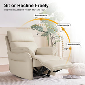 Genuine Leather Recliner Chair – Oversized Ergonomic Lazy Boy with Footrest