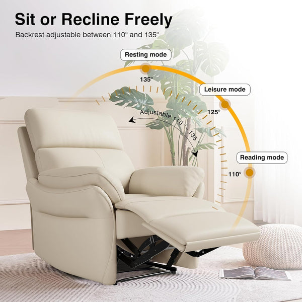 Genuine Leather Recliner Chair – Oversized Ergonomic Lazy Boy with Footrest