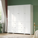 Armoire Wardrobe Closet with Mirror, Drawers & Hanging Rod