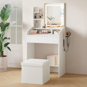 Small Vanity Set with Lighted Mirror & Power Station