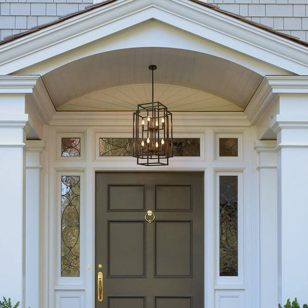 8-Light Tiered Lantern Chandelier – Farmhouse Pendant Light