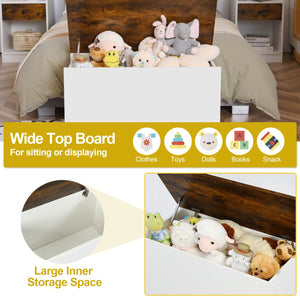 Wooden Storage Chest Bench Ottoman with Flip-Top Lid