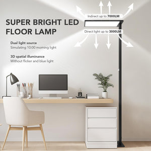 120W LED Floor Lamp with Dual Light Sources & Knob Dimming – Full Spectrum, 4000K, 10000LM