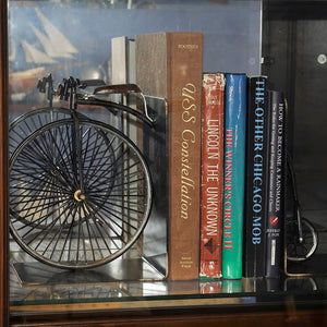 Vintage High Wheeler Bicycle Bookends – Iron Metal, Black