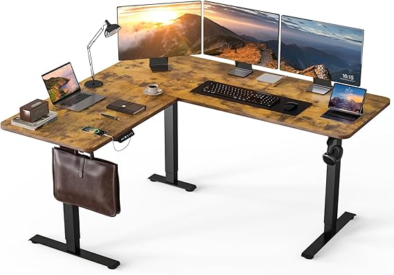L-Shaped Electric Standing Desk — 63" x 55"