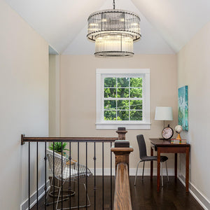 3-Tier Round Crystal Glass Chandelier with Water Ripple Design