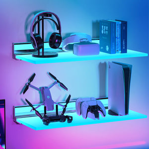 RGB LED Floating Wall Shelves with Smart Voice Control – 2 Pack