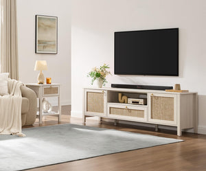 Rattan TV Stand with Drawer & Storage Cabinets