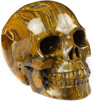 Tiger Iron Eye Crystal Skull Sculpture – 5 Inch Hand Carved Gemstone