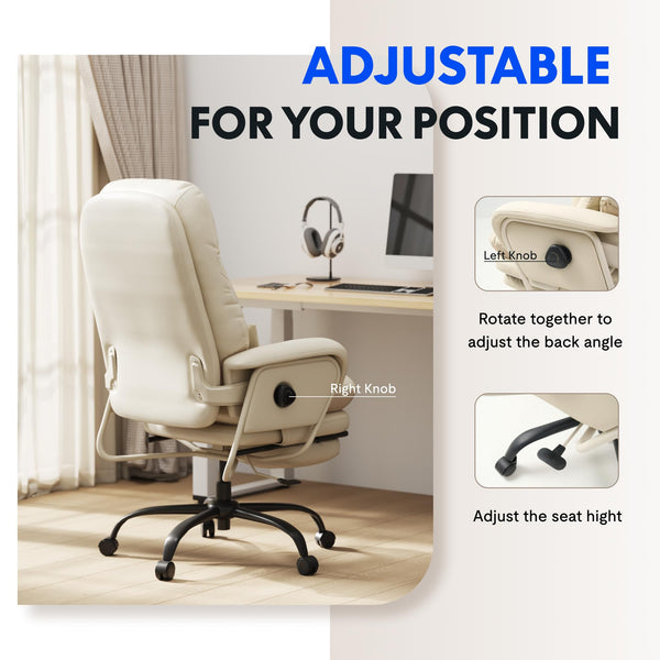 Reclining Chaise Lounge Chair with Footrest & Lumbar Support