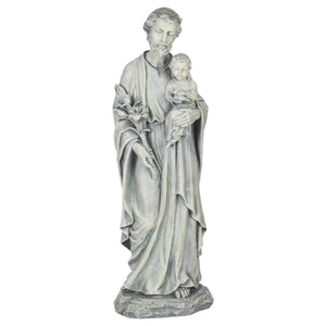 St. Joseph Holding Child Garden Statue – Resin Stone, 20"H