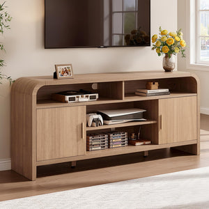TV Stand for TVs Up to 65" with Storage Cabinet & Adjustable Shelves