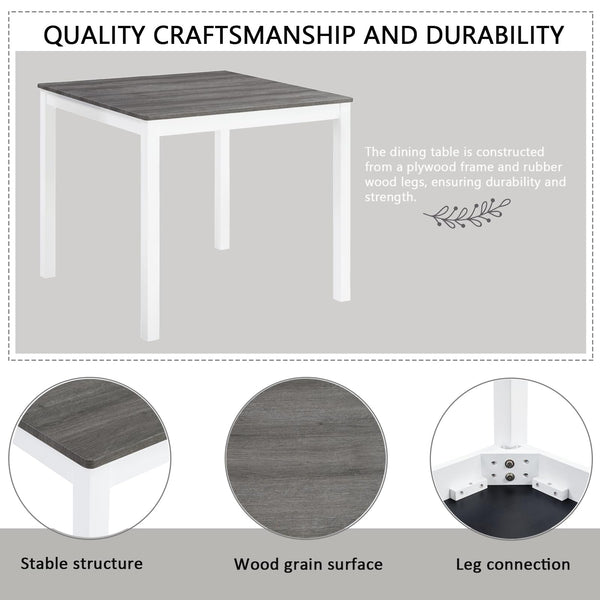 5-Piece Counter Height Dining Table Set for 4 – Solid Wood & Upholstered Linen Chairs