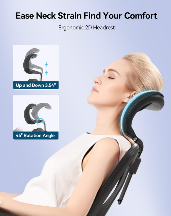 Ergonomic Mesh Office Chair High Back with Lumbar Support & Adjustable Headrest